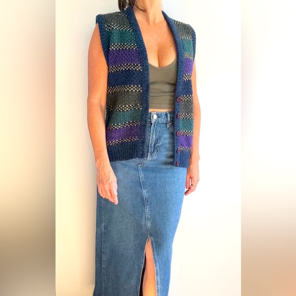 Vintage Sweater Vest by The Italian Mob Grandpa Sweater Unisex L 90’s Vintage - Picture 5 of 15